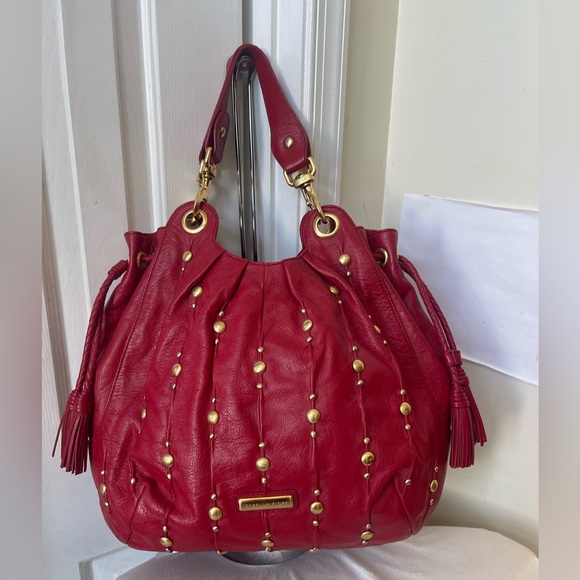 Isabelle Fiore Red Leather Studded Handbag EUC - Picture 15 of 15